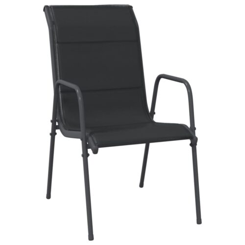 7-Piece Garden Dining Set Black Steel Textilene Outdoor Patio Lounge Furniture - Image 3