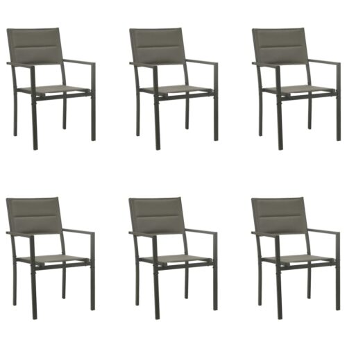 7-Piece Garden Dining Set Black Steel Textilene Outdoor Patio Lounge Furniture - Image 4