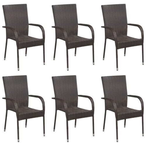 7-Piece Garden Dining Set Brown Poly Rattan Wicker Outdoor Patio Furniture - Image 4