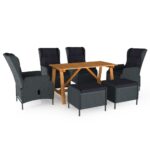 7-Piece Garden Dining Set Dark Grey Outdoor Patio Lounge Furniture