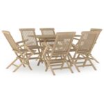 7-Piece Garden Dining Set Grey Wood Timber Outdoor Patio Furniture Teak