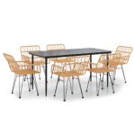 7-Piece Garden Dining Set Poly Rattan Wicker Outdoor Patio Furniture