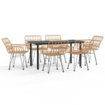7-Piece Garden Dining Set Poly Rattan Wicker Outdoor Patio Furniture