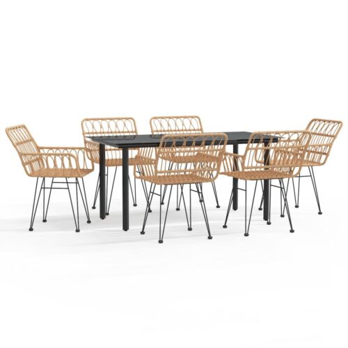 7-Piece Garden Dining Set Poly Rattan Wicker Outdoor Patio Furniture