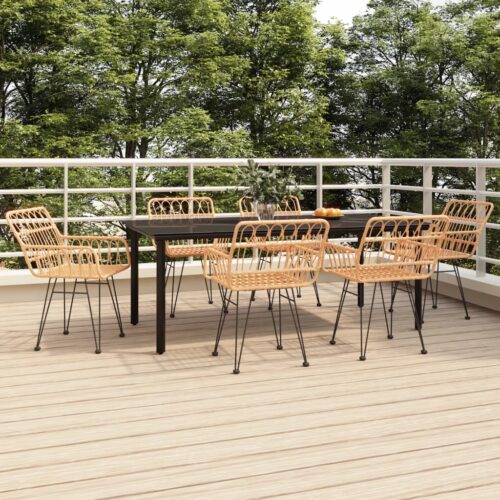 7-Piece Garden Dining Set Poly Rattan Wicker Outdoor Patio Furniture - Image 2
