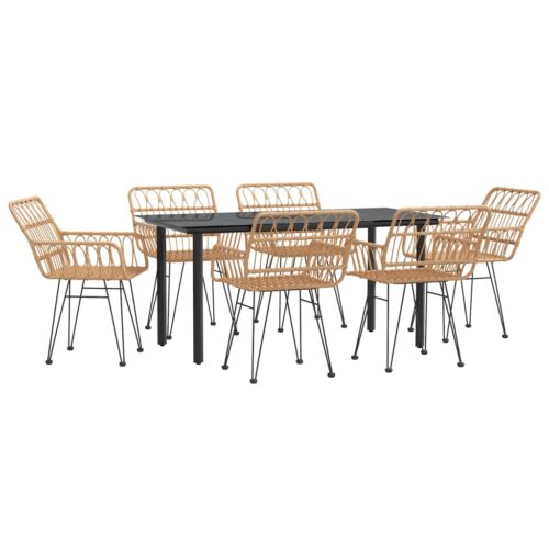 7-Piece Garden Dining Set Poly Rattan Wicker Outdoor Patio Furniture - Image 3