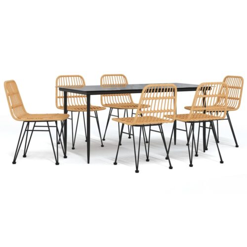 7-Piece Garden Dining Set Poly Rattan Wicker Outdoor Patio Furniture