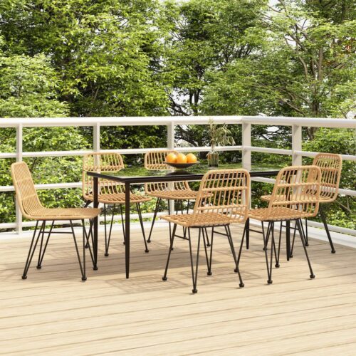 7-Piece Garden Dining Set Poly Rattan Wicker Outdoor Patio Furniture - Image 2