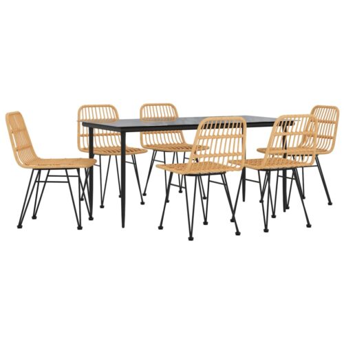 7-Piece Garden Dining Set Poly Rattan Wicker Outdoor Patio Furniture - Image 3