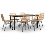 7-Piece Garden Dining Set Poly Rattan Wicker Outdoor Patio Furniture