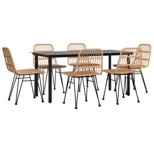 7-Piece Garden Dining Set Poly Rattan Wicker Outdoor Patio Furniture - Image 3