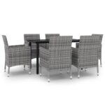 7-Piece Garden Dining Set Poly Rattan Wicker Outdoor Patio Furniture Glass
