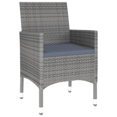 7-Piece Garden Dining Set Poly Rattan Wicker Outdoor Patio Furniture Tempered Glass Grey - Image 3