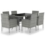 7-Piece Garden Dining Set Poly Rattan Wicker Outdoor Patio Furniture Anthracite & Grey