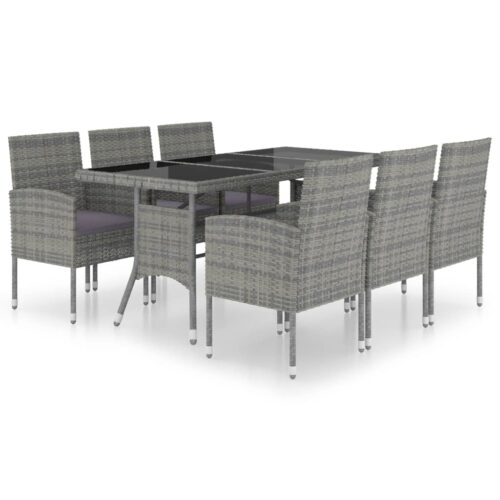 7-Piece Garden Dining Set Poly Rattan Wicker Outdoor Patio Furniture Anthracite & Grey