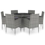 7-Piece Garden Dining Set Poly Rattan Wicker Outdoor Patio Furniture Anthracite & Grey