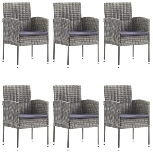 7-Piece Garden Dining Set Poly Rattan Wicker Outdoor Patio Furniture Anthracite & Grey - Image 3