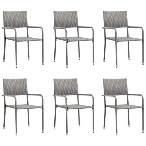 7-Piece Garden Dining Set Poly Rattan Wicker Outdoor Patio Furniture Anthracite & Grey - Image 3