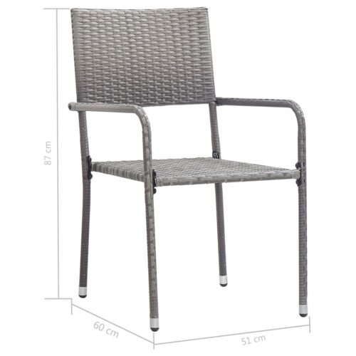 7-Piece Garden Dining Set Poly Rattan Wicker Outdoor Patio Furniture Anthracite & Grey - Image 9