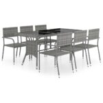7-Piece Garden Dining Set Poly Rattan Wicker Outdoor Patio Furniture Anthracite & Grey