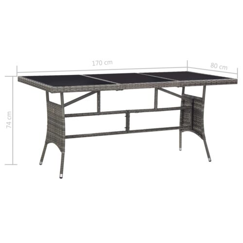7-Piece Garden Dining Set Poly Rattan Wicker Outdoor Patio Furniture Anthracite & Grey - Image 10