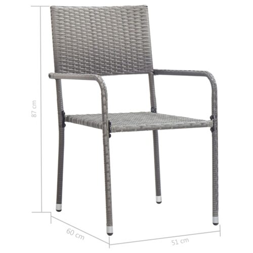 7-Piece Garden Dining Set Poly Rattan Wicker Outdoor Patio Furniture Anthracite & Grey - Image 10