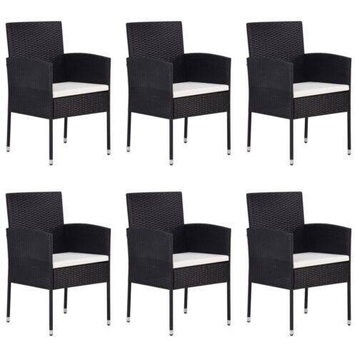 7-Piece Garden Dining Set Poly Rattan Wicker Outdoor Patio Furniture Black - Image 3