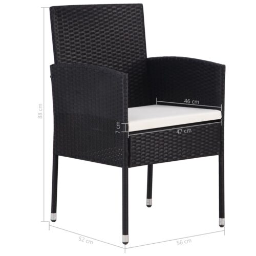 7-Piece Garden Dining Set Poly Rattan Wicker Outdoor Patio Furniture Black - Image 8