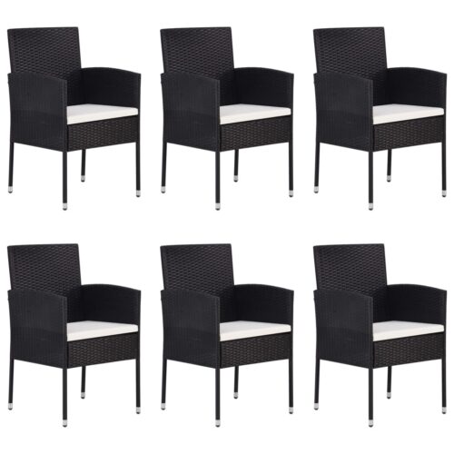 7-Piece Garden Dining Set Poly Rattan Wicker Outdoor Patio Furniture Black - Image 3