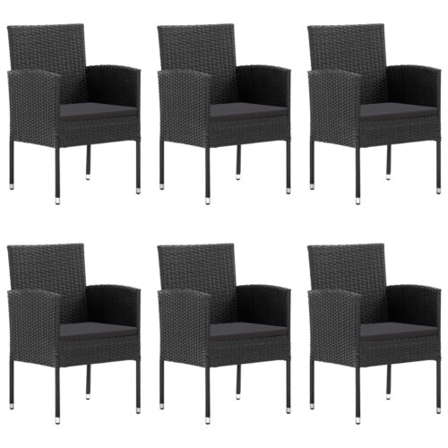 7-Piece Garden Dining Set Poly Rattan Wicker Outdoor Patio Furniture Black - Image 3