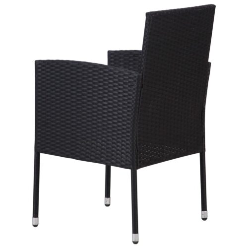 7-Piece Garden Dining Set Poly Rattan Wicker Outdoor Patio Furniture Black - Image 7