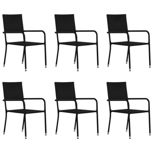 7-Piece Garden Dining Set Poly Rattan Wicker Outdoor Patio Furniture Black - Image 3