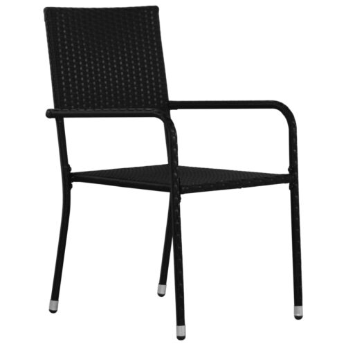 7-Piece Garden Dining Set Poly Rattan Wicker Outdoor Patio Furniture Black - Image 4
