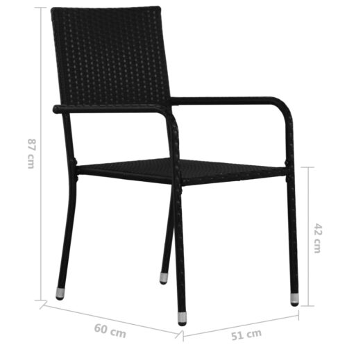 7-Piece Garden Dining Set Poly Rattan Wicker Outdoor Patio Furniture Black - Image 9