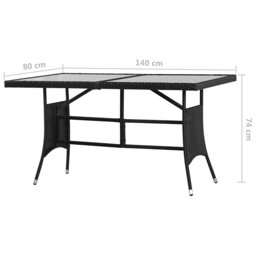 7-Piece Garden Dining Set Poly Rattan Wicker Outdoor Patio Furniture Black - Image 10