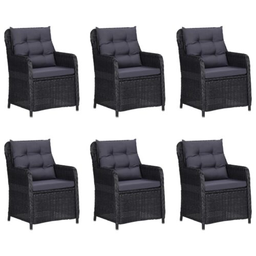 7-Piece Garden Dining Set Poly Rattan Wicker Outdoor Patio Furniture Black - Image 2