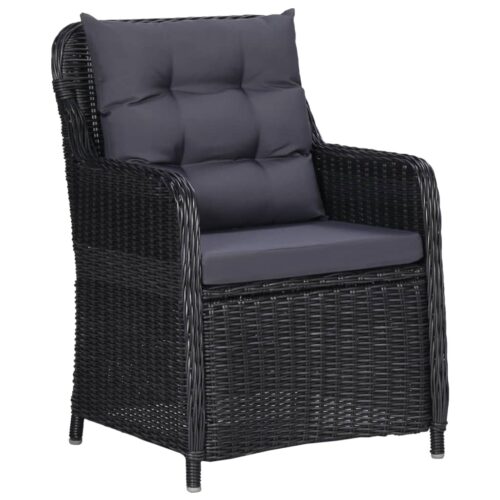7-Piece Garden Dining Set Poly Rattan Wicker Outdoor Patio Furniture Black - Image 3