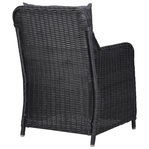 7-Piece Garden Dining Set Poly Rattan Wicker Outdoor Patio Furniture Black - Image 6