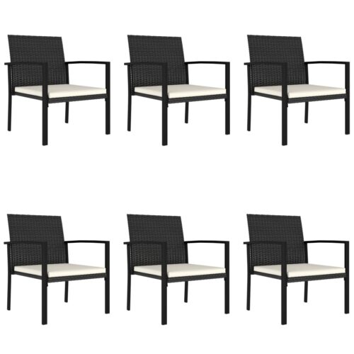 7-Piece Garden Dining Set Poly Rattan Wicker Outdoor Patio Furniture Black - Image 7