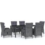 7-Piece Garden Dining Set Poly Rattan Wicker Outdoor Patio Furniture Grey