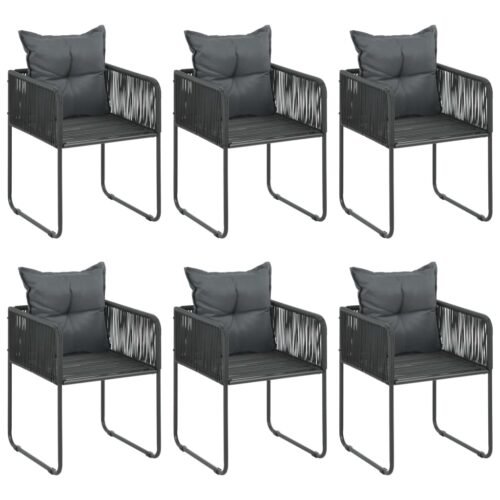 7-Piece Garden Dining Set Poly Rattan Wicker Outdoor Patio Furniture Black - Image 4