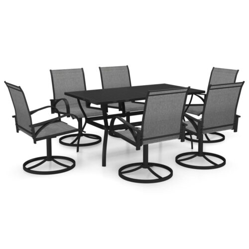 7-Piece Garden Dining Set Textilene Steel Outdoor Patio Furniture
