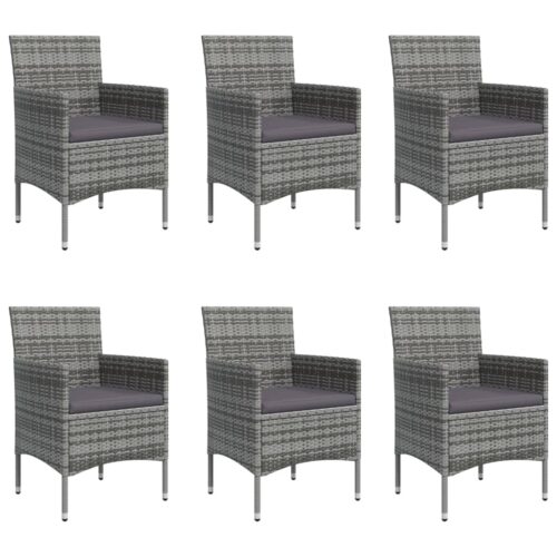 7-Piece Garden Dining Set with Cushions Grey Black Outdoor Patio Lounge Furniture - Image 4