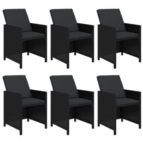 7-Piece Garden Dining Set with Cushions Poly Rattan Wicker Outdoor Patio Furniture Black - Image 4