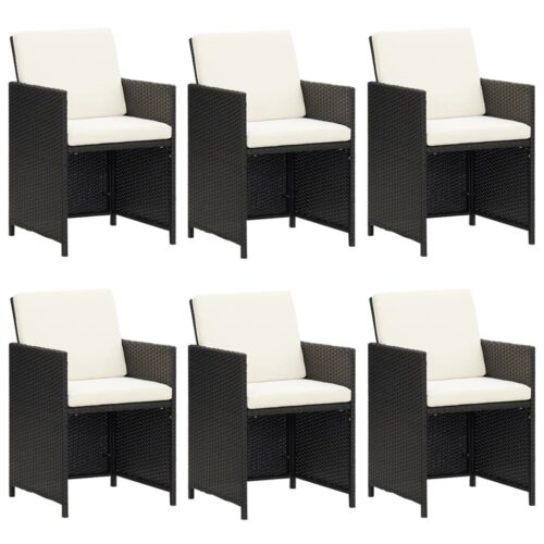 7-Piece Garden Dining Set with Cushions Poly Rattan Wicker Outdoor Patio Furniture Black - Image 4