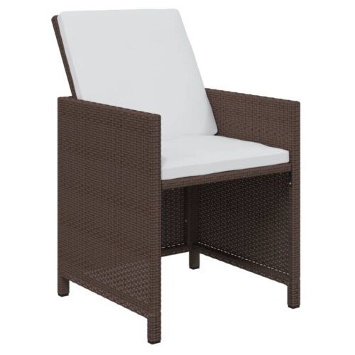 7-Piece Garden Dining Set with Cushions Poly Rattan Wicker Outdoor Patio Furniture Brown - Image 5