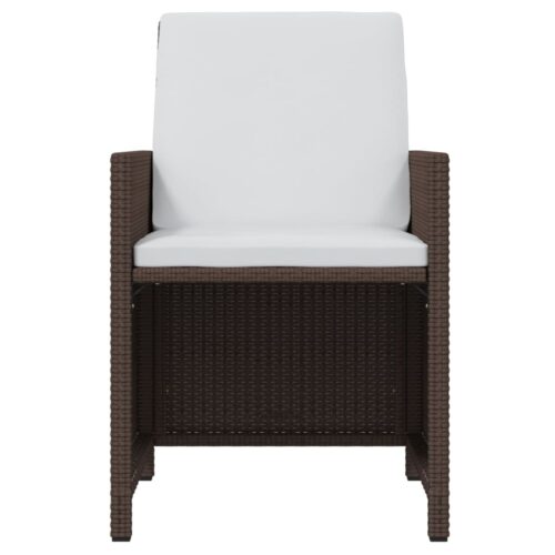 7-Piece Garden Dining Set with Cushions Poly Rattan Wicker Outdoor Patio Furniture Brown - Image 6