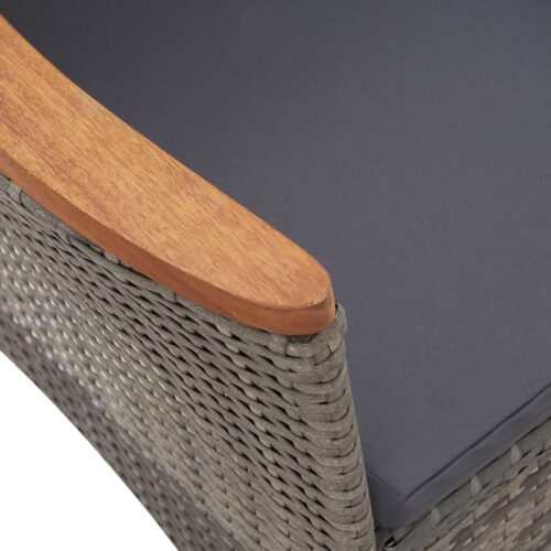 7-Piece Garden Dining Set with Cushions Poly Rattan Wicker Outdoor Patio Furniture Grey - Image 10
