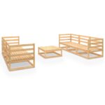 7-Piece Garden Lounge Set Pine Wood Outdoor Patio Furniture