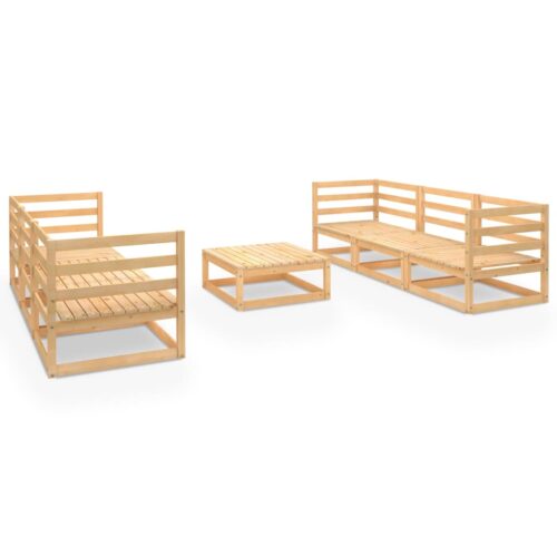 7-Piece Garden Lounge Set Pine Wood Outdoor Patio Furniture